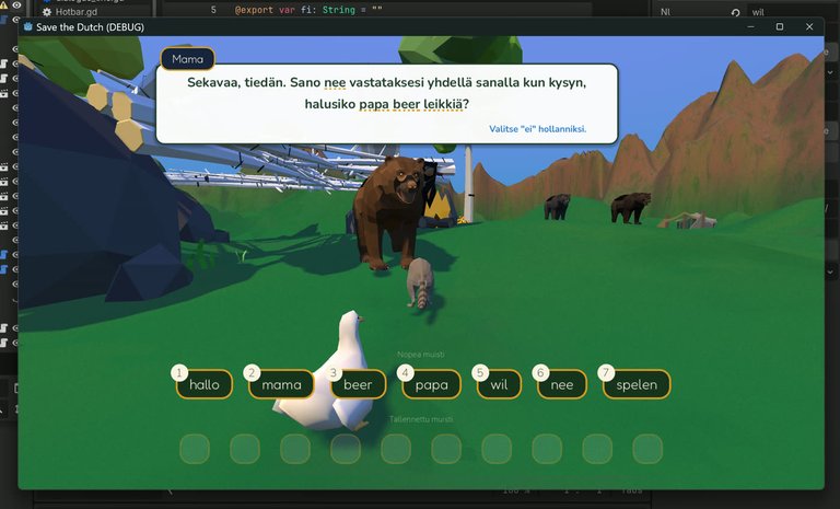 The bear family quest with Dutch word choices