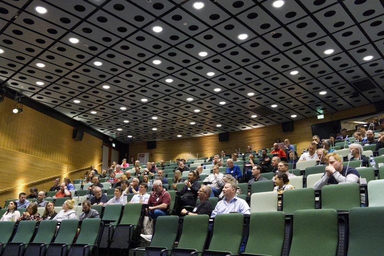 Tuxera company week audience in a big auditorium